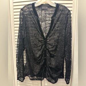 Perfect Condition Black Lace Button-Up Blouse